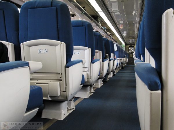 Interior of the Pacific Surfliner coach car.