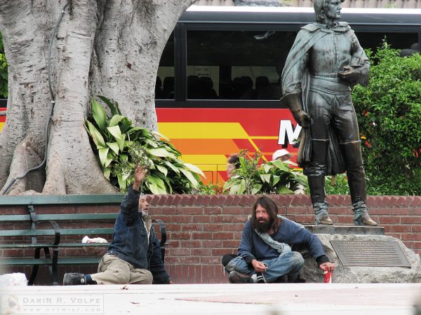 A conversation in the plaza.