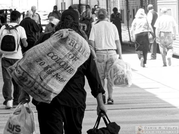 "Home from the Pharmacy" [Traveler at a Train Station in Reno, Nevada]