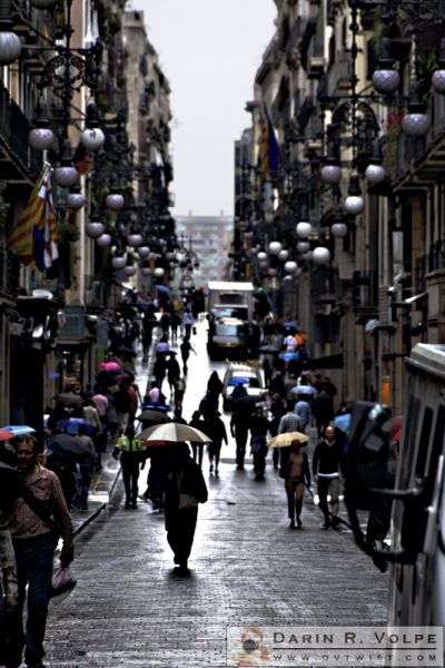 "The Rain in Spain..." [Street Scene in Barcelona, Spain]