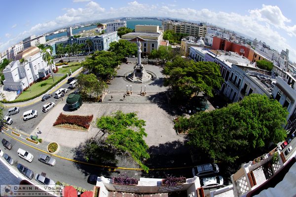 "Eye on Old San Juan" [Plaza de Colon in San Juan, Puerto Rico]