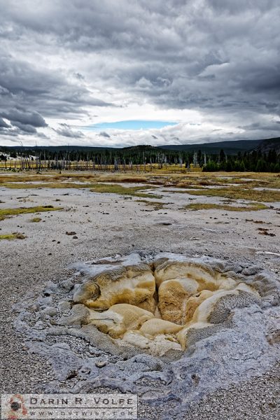 "Gateways to Heaven and Hell" [Shell Geyser Under Stormy Skies in Yellowstone National Park, Wyoming]