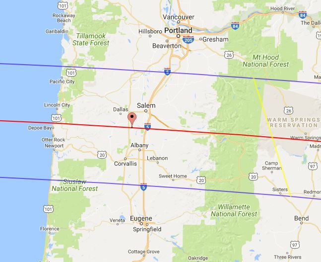 2017 Solar Eclipse Path Through Oregon