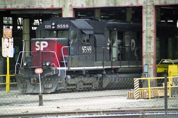 "Roseville Shops" [Southern Pacific SD40R Locomotive in Roseville, California]
